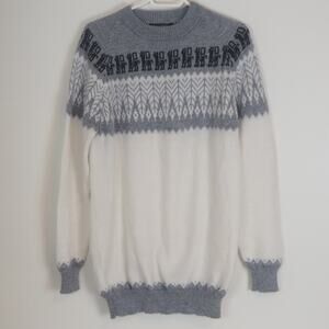 Gamboa Peruvian Alpaca‎ Pullover Knit Sweater White Grey Black Unisex